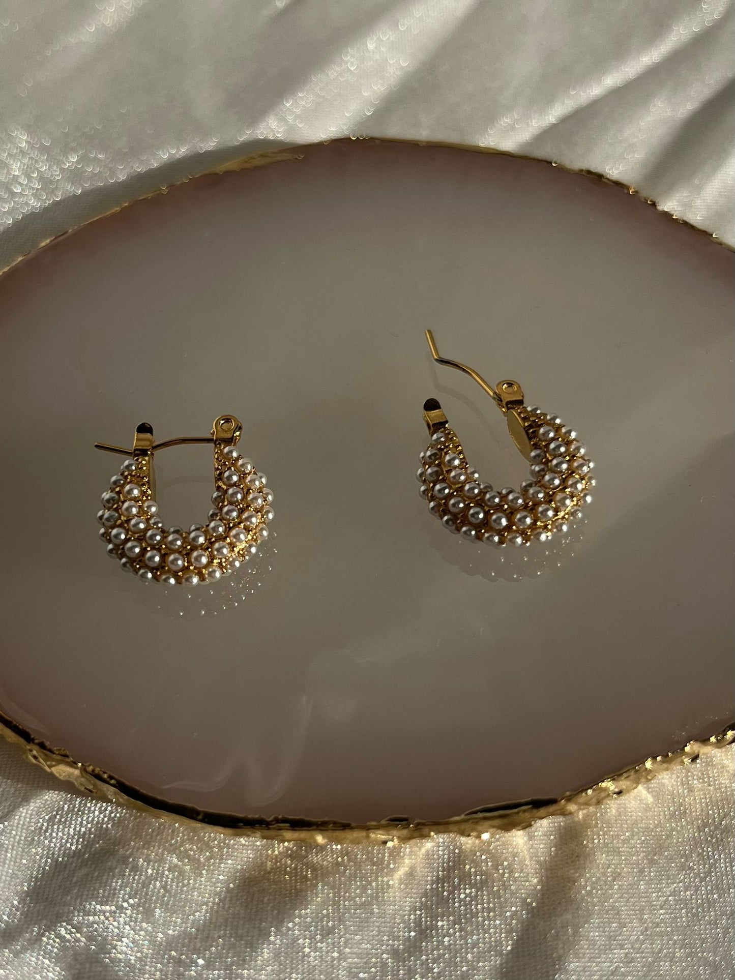 Pearl Huggies Earrings