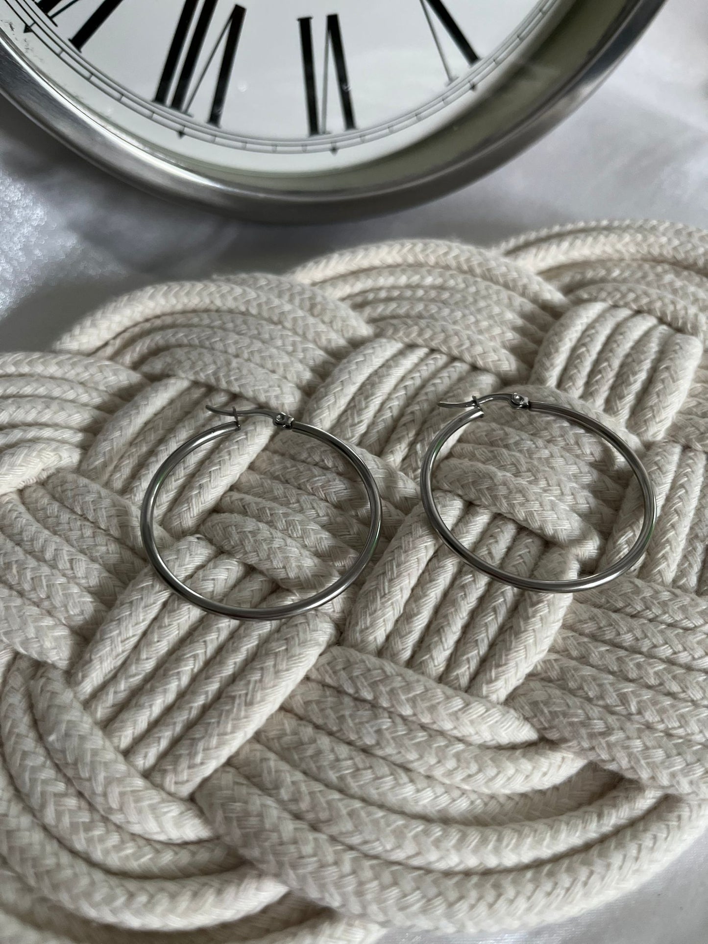 Silver Medium Hoop Earrings